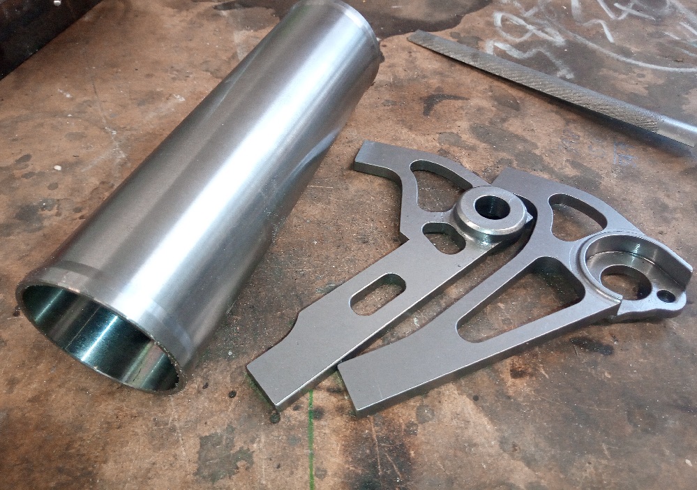 Steel 44mm headtube and disc mount dropouts ready for use in a custom Mercian Frame